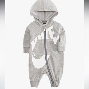 Nike Kids Gray and White Footie One Piece